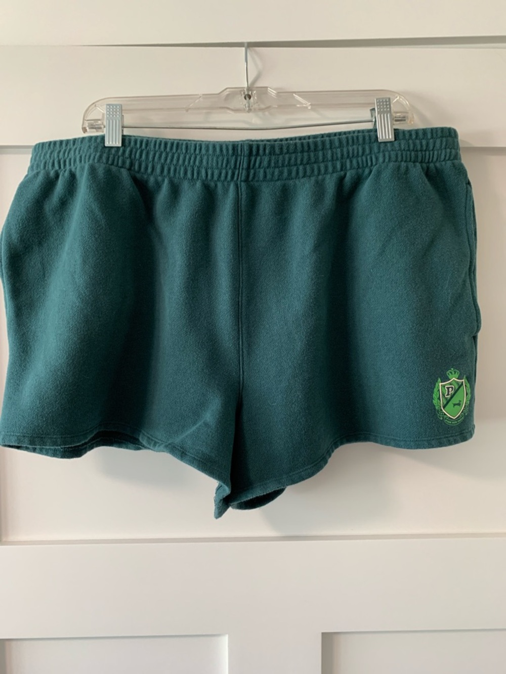 PINK Victoria's Secret Teal Green Athletic Shorts with Crest